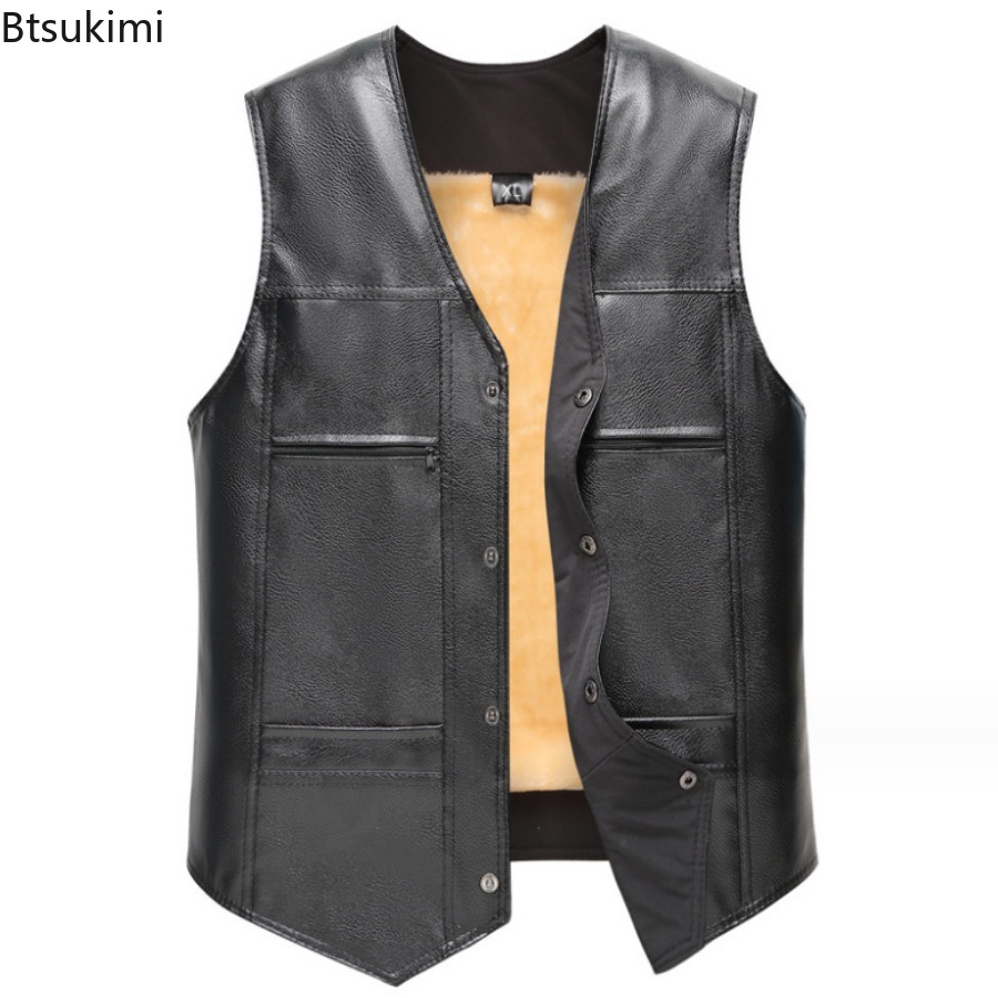 Autumn Winter New Men's Leathe - Motorcycle Gear Vest ulasan dan harga