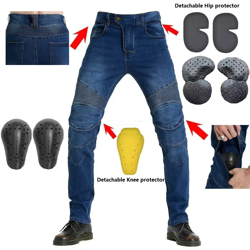 Men Jeans Embroidery Motorcycl - Motorcycle Gear Testing ulasan dan harga